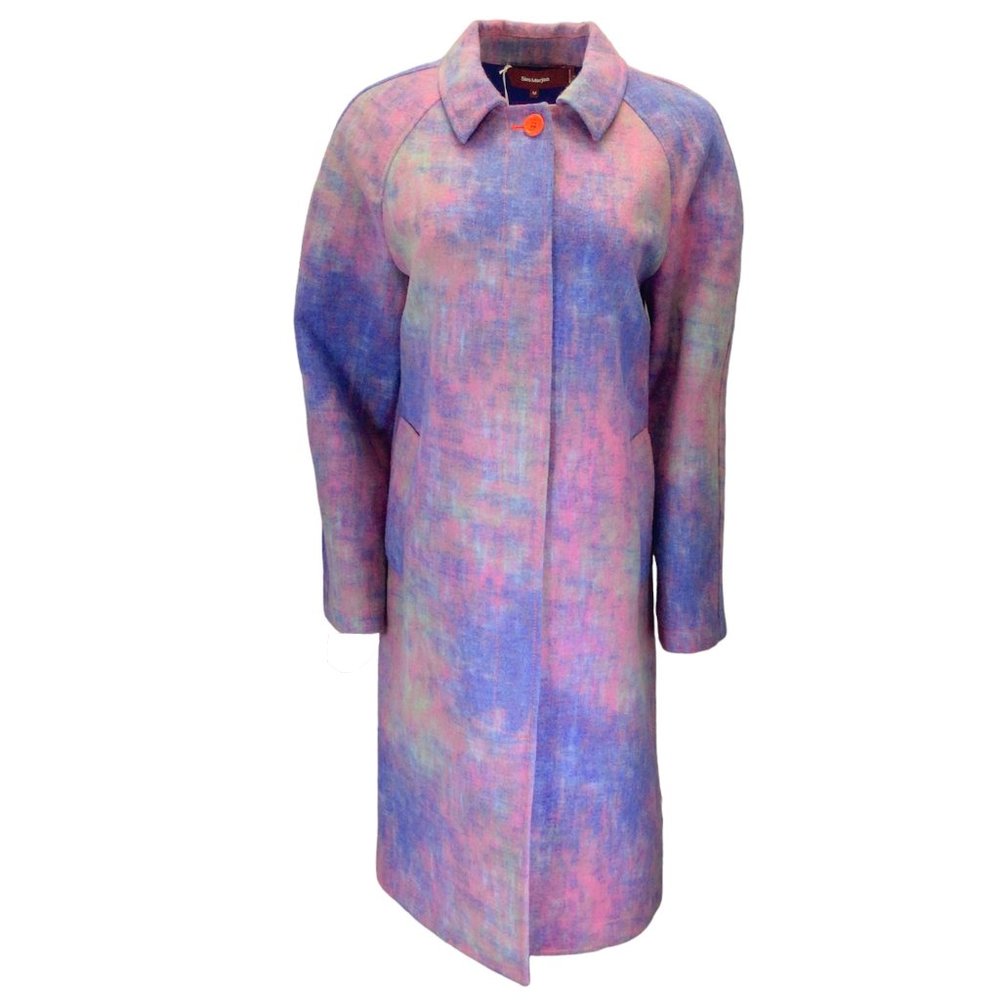 SIES MARJAN BLUE MULTI SILK LINED WOOL COAT